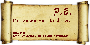 Pissenberger Balázs névjegykártya